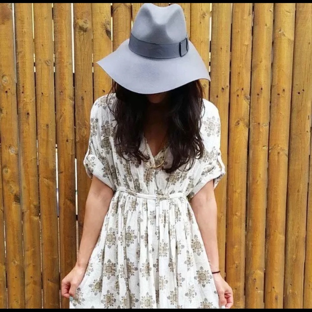 Free People Oasis Floral Maxi Dress Cuff Sleeve M